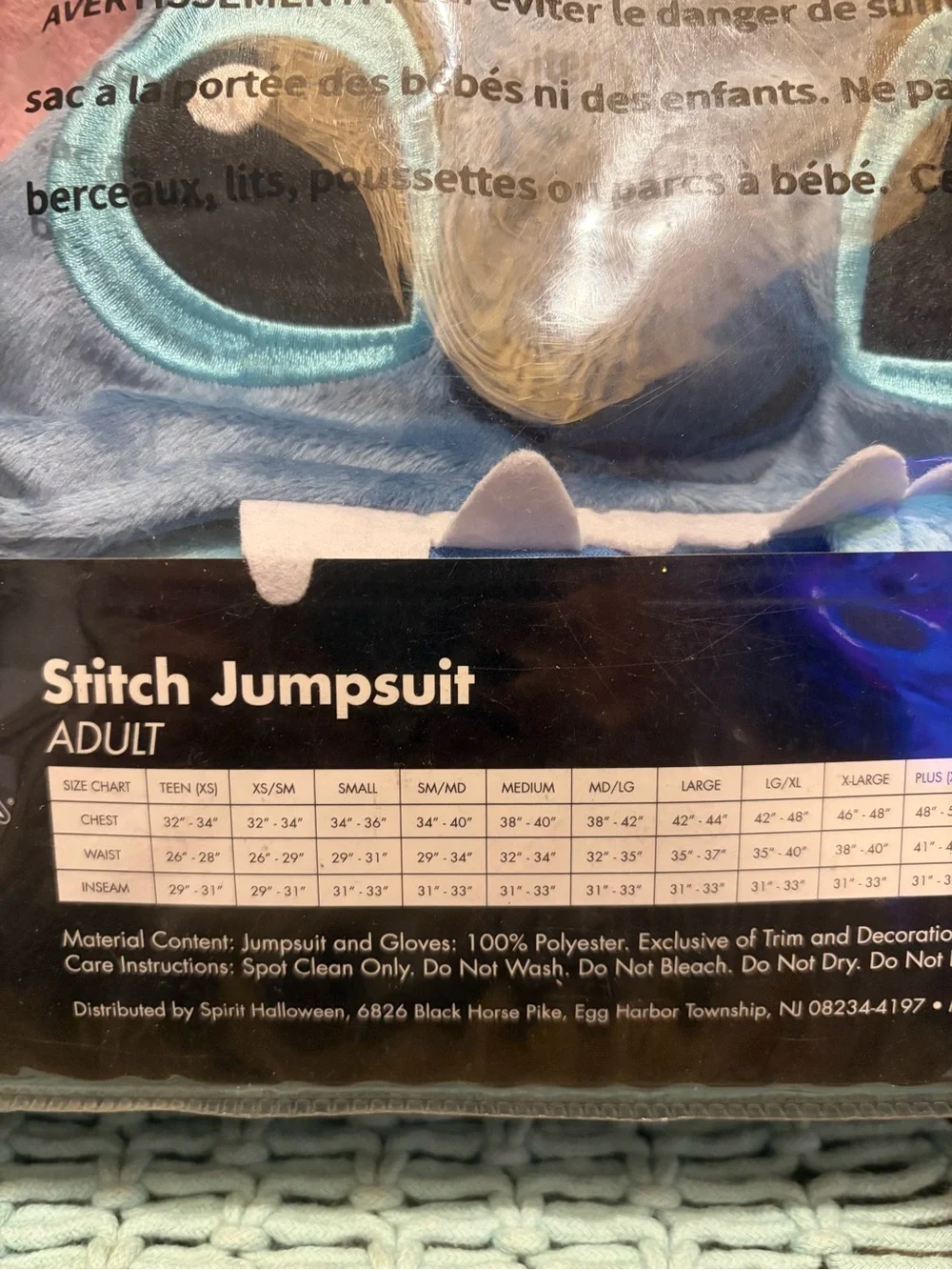 Spirit Disney Stitch Plush Jumpsuit Costume - Blue and Light Blue